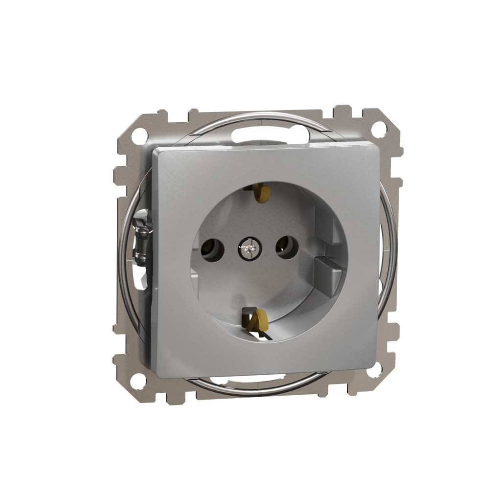 Schneider Electric Sedna Design Elements alumínium 2P+F csatlakozóaljzat csavaros bekötéssel, 16A terhelhetőséggel, SDD113025