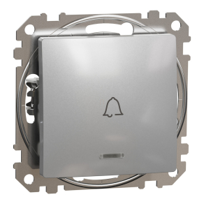   Schneider Electric Sedna Design & Elements - SDD113131L -Egypólusú nyomó, kék jelzőfénnyel, csengőjellel, rugós bekötés, 10A, alumínium