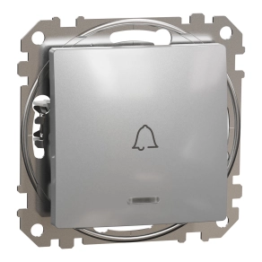 Schneider Electric Sedna Design & Elements - SDD113131L -Egypólusú nyomó, kék jelzőfénnyel, csengőjellel, rugós bekötés, 10A, alumínium