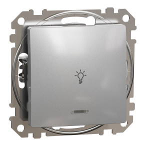   Schneider Electric Sedna Design & Elements - SDD113132L -Egypólusú nyomó, kék jelzőfénnyel, lámpajellel, rugós bekötés, 10A, alumínium