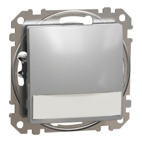   Schneider Electric Sedna Design & Elements - SDD113143L -Egypólusú nyomó, kék jelzőfénnyel, cimketartóval, rugós bekötés, 12V, alumínium