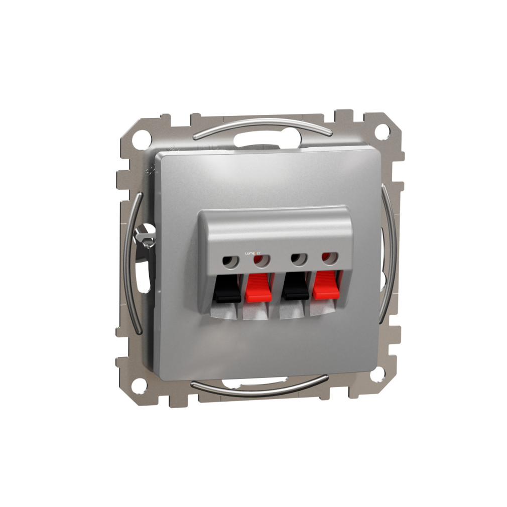 Schneider Electric Sedna kettős hangfalcsatlakozó matt alumínium kivitelben, rugós bekötéssel, süllyesztett szerelésre, SDD113411