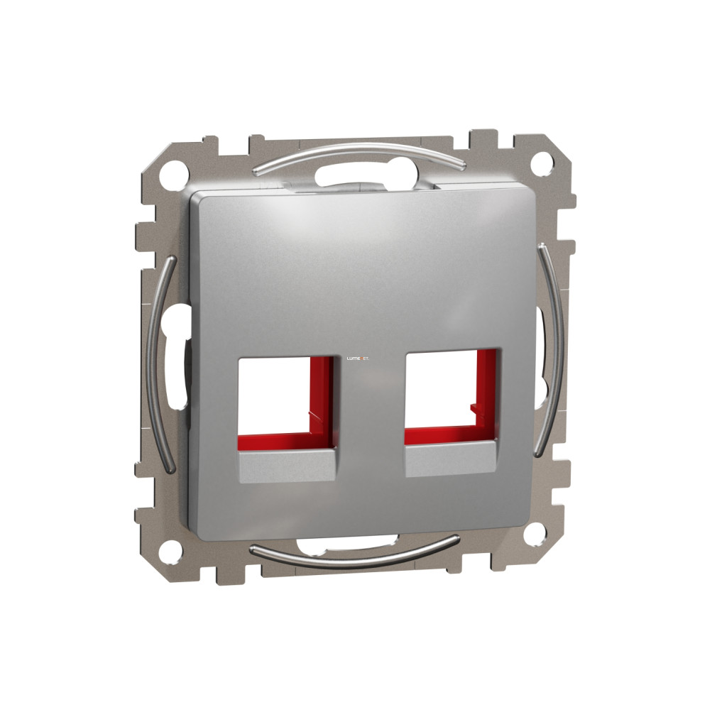 Schneider Electric Sedna Design Elements alumínium 2xRJ45 adapter fedlap Krone, ICS AMP-Tyco moduláris csatlakozókhoz, süllyesztett kivitelben, SDD113441C