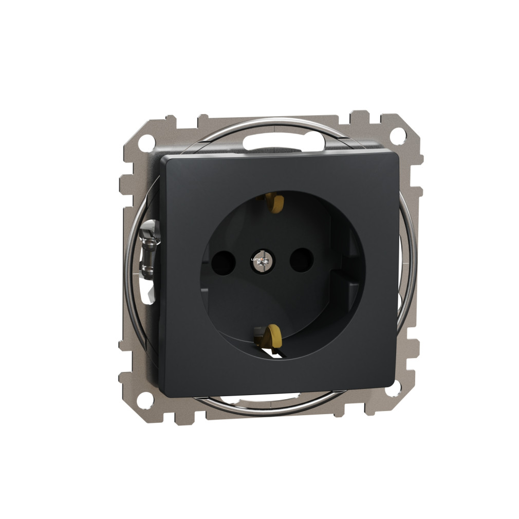 Schneider Electric Sedna Design Elements antracit 2P+F csatlakozóaljzat biztonsági zsaluval, rugós bekötéssel, 16A terhelhetőséggel, SDD114022