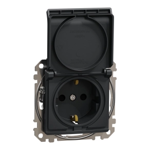 Schneider Electric Sedna Design & Elements - SDD114023 -2P+F csatlakozóaljzat biztonsági zsaluval, csapófedeles, csavaros bekötés, 16A, antracit