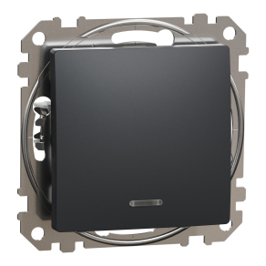   Schneider Electric Sedna Design & Elements - SDD114101L -Egypólusú kapcsoló, kék jelzőfénnyel, 10AX, antracit