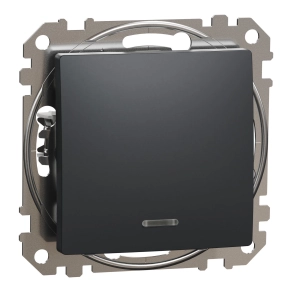 Schneider Electric Sedna Design & Elements - SDD114101L -Egypólusú kapcsoló, kék jelzőfénnyel, 10AX, antracit