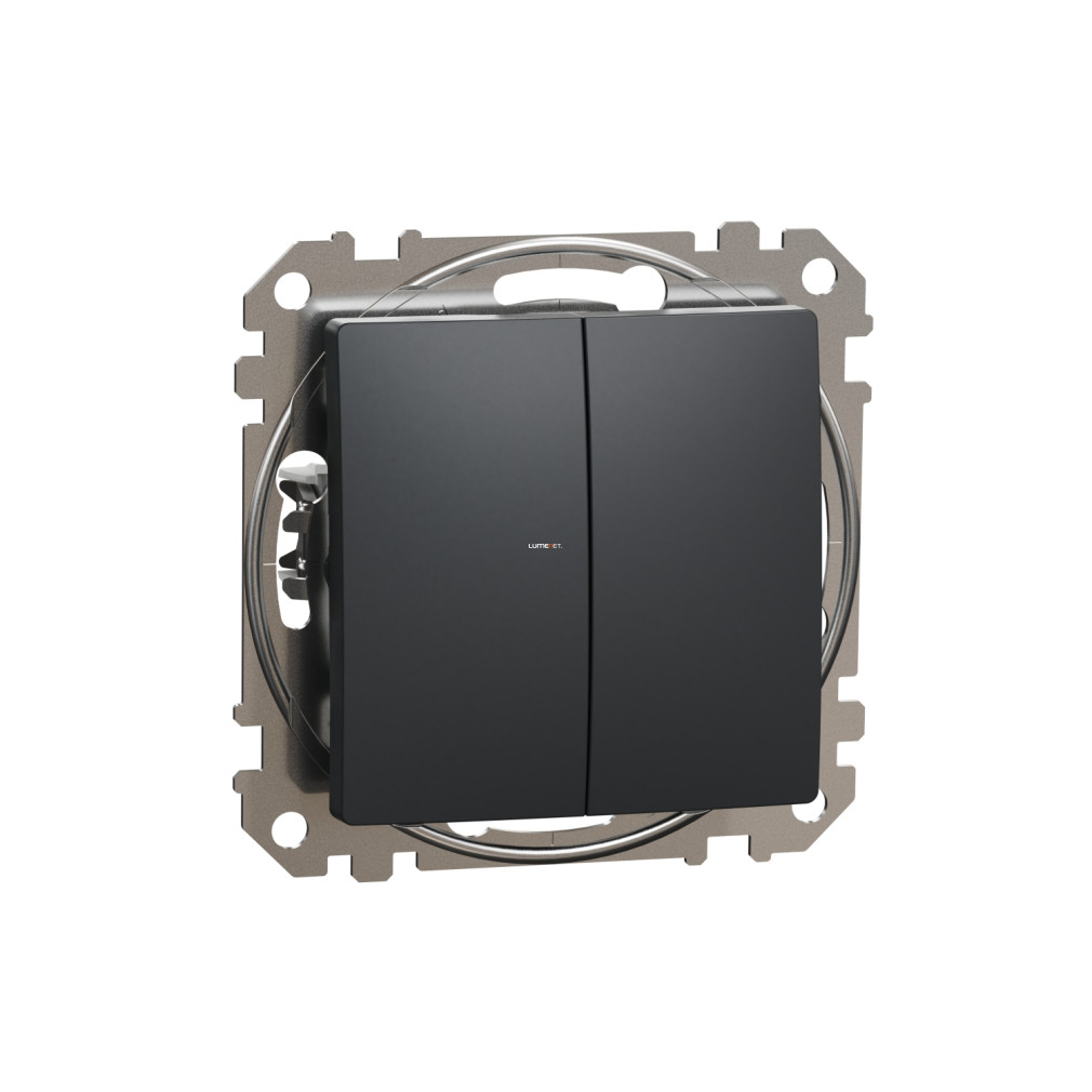 Schneider Electric Sedna kettős váltókapcsoló antracit színben, süllyesztett rugós bekötéssel, 10AX, 2300 W teljesítményig, SDD114108