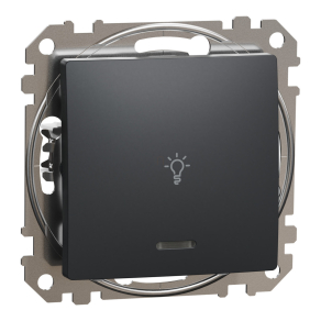   Schneider Electric Sedna Design & Elements - SDD114132L -Egypólusú nyomó, kék jelzőfénnyel, lámpajellel, rugós bekötés, 10A, antracit