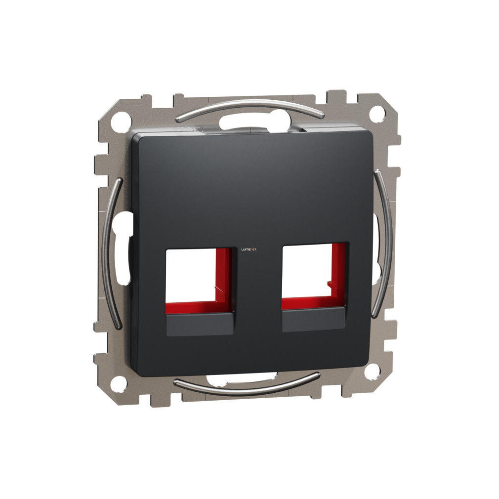 Schneider Electric Sedna Design Elements antracit 2xRJ45 adapter fedlap Krone, ICS AMP-Tyco moduláris csatlakozókhoz, süllyesztett kivitelben, SDD114441C
