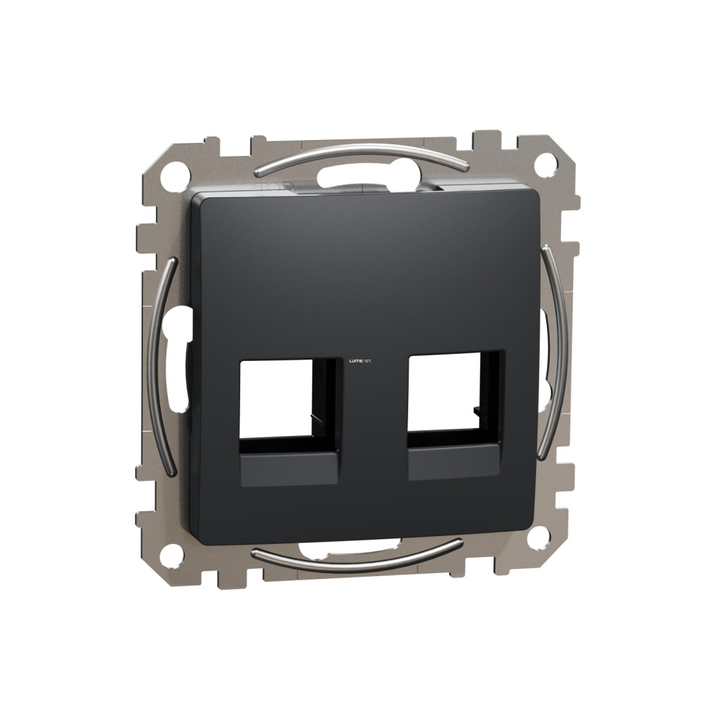 Schneider Electric Sedna Design Elements antracit 2xRJ45 adapter fedlap AMP, AMP-Tyco, Molex Keline moduláris csatlakozókhoz, süllyesztett kivitelben, SDD114444C