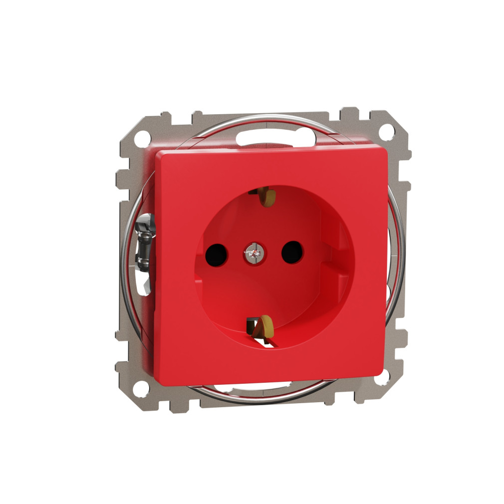 Schneider Electric Sedna Design Elements piros 2P+F csatlakozóaljzat biztonsági zsaluval, csavaros bekötéssel, 16A terhelhetőséggel, SDD115021