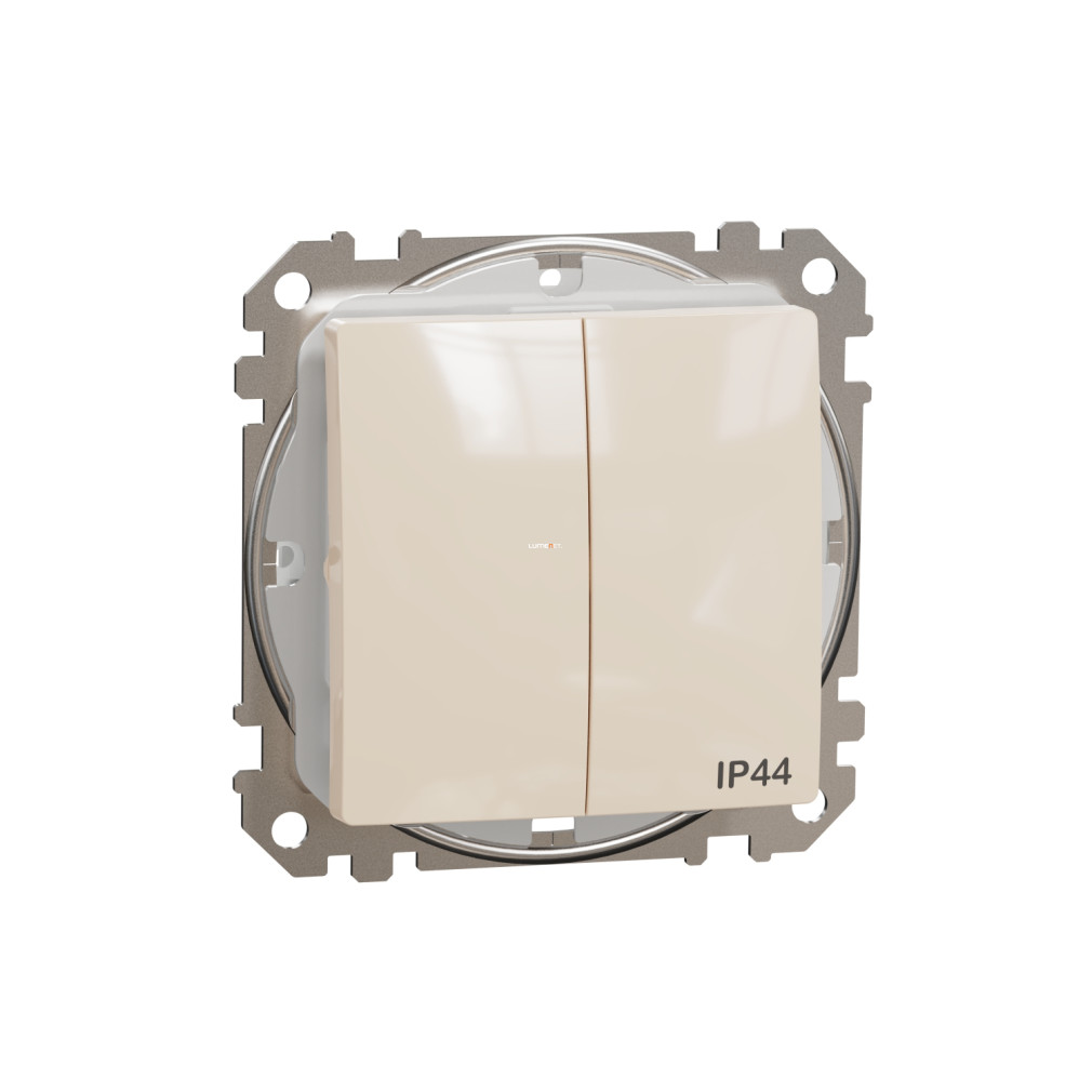Schneider Electric Sedna Design Elements bézs csillárkapcsoló, IP44, 10AX, fényes felülettel, rugós bekötéssel, SDD212105