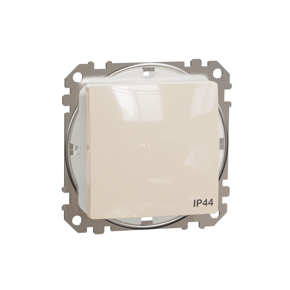 Schneider Electric Sedna váltókapcsoló 10AX 250V IP44 védelemmel fényes bézs kivitelben, süllyesztett szereléshez SDD212106