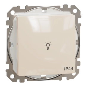 Schneider Electric Sedna Design & Elements - SDD212132 -Egypólusú nyomó lámpajellel, rugós bekötés, 10A, IP44, bézs