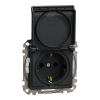 Schneider Electric Sedna Design & Elements - SDD214023 -2P+F csatlakozóaljzat biztonsági zsaluval, csapófedeles, csavaros bekötés, 16A, IP44, antracit