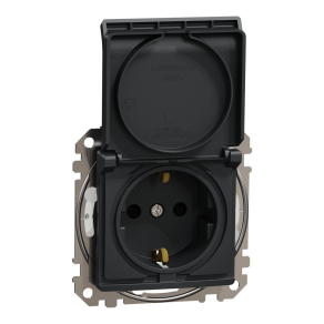   Schneider Electric Sedna Design & Elements - SDD214023 -2P+F csatlakozóaljzat biztonsági zsaluval, csapófedeles, csavaros bekötés, 16A, IP44, antracit