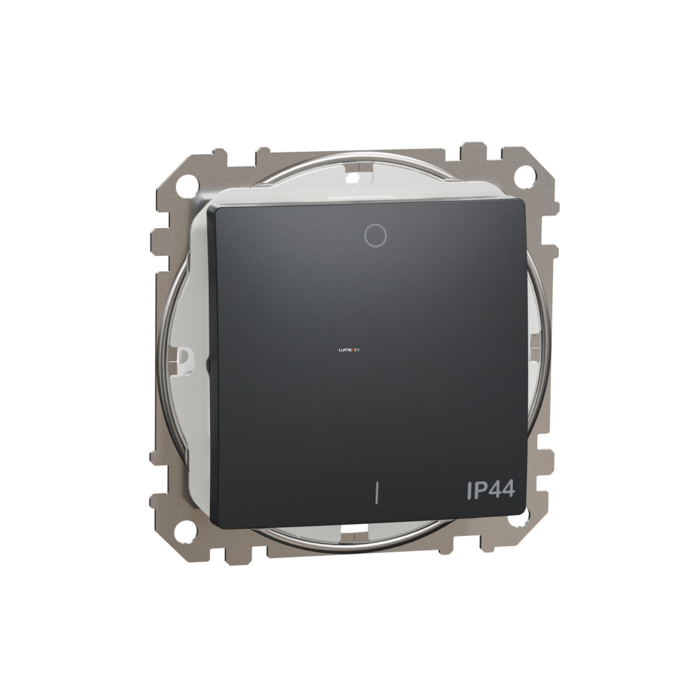 Schneider Electric Sedna kétpólusú kapcsoló IP44 védelemmel, matt antracit kivitelben, süllyesztett rugós bekötéssel, 10AX, 2300 W, SDD214102
