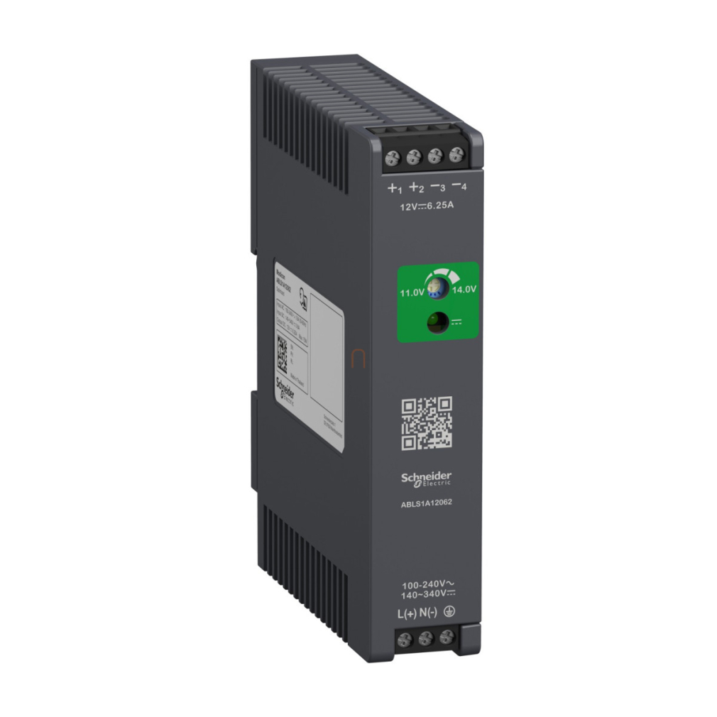Modicon Optimized tápegység, DIN sínre szerelhető, 1fázisú, 12 VDC, 6,2 A, 75W ABLS1A12062 Schneider
