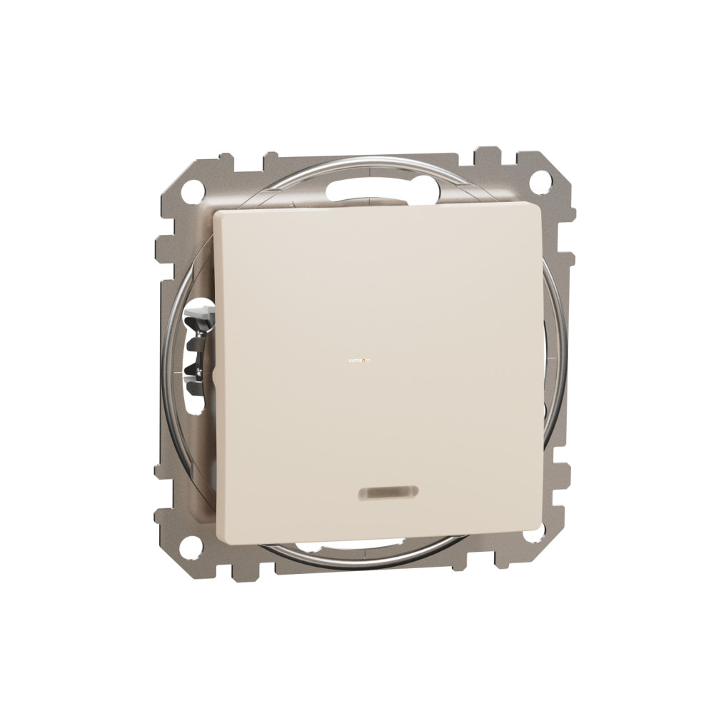 Schneider Electric Sedna váltókapcsoló piros jelzőfénnyel 10AX 250V fényes bézs kivitelben, süllyesztett szereléshez SDD112106N
