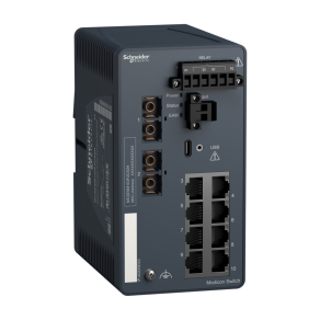   Schneider Electric ConneXium - Ethernet - MCSESM103F2CS0H - Modicon switch, TCP/IP, menedzselhető, 8TX/2FX, monomódusú, Harsh