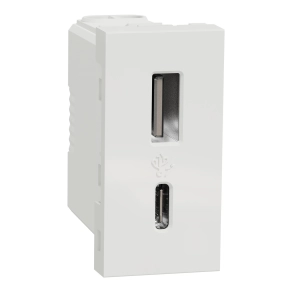 Schneider Electric New Unica - NU301618 - Dupla USB töltő, A+C, 2.4A, 1 modulos, fehér