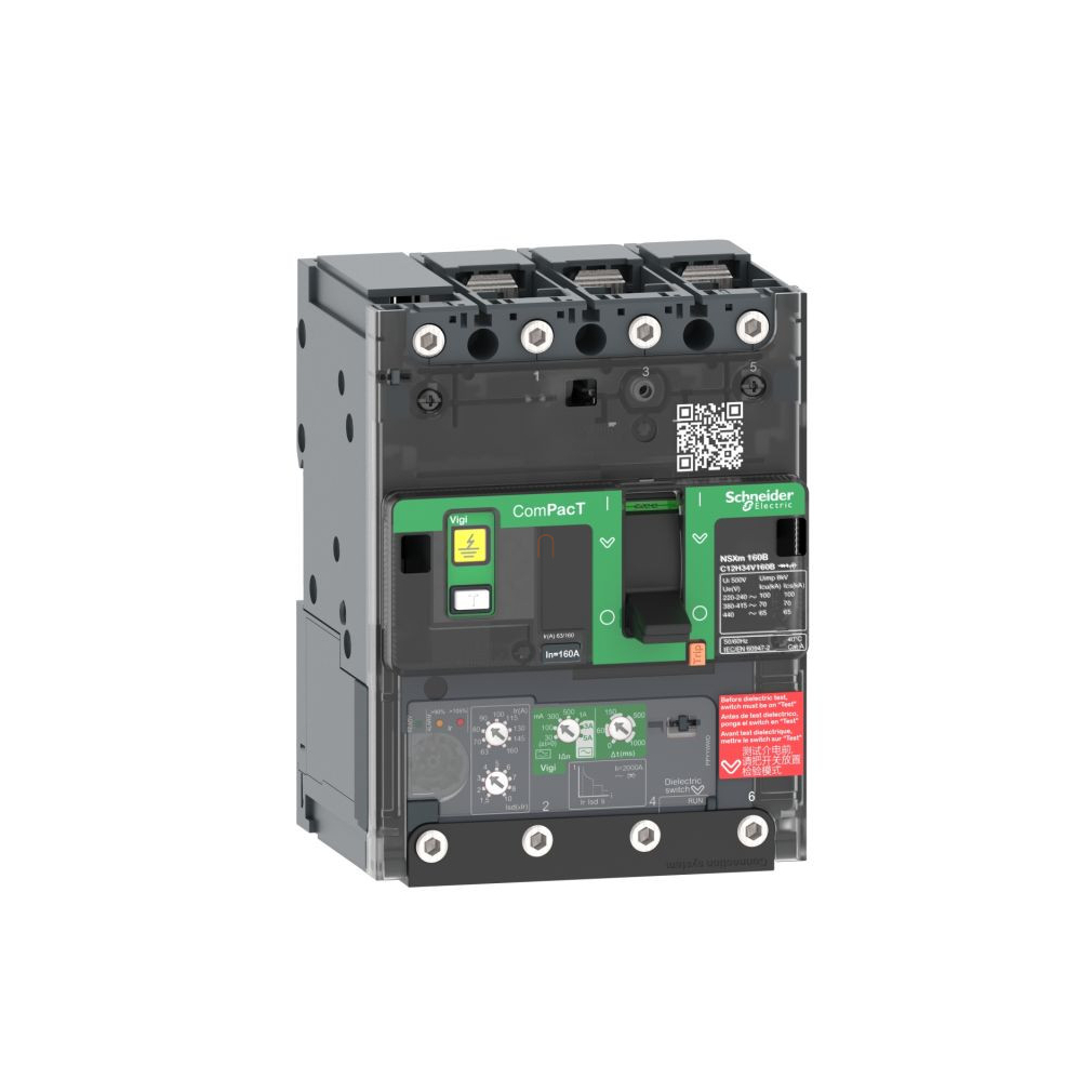 Compact NSXm Vigi megszakító 3P 50A 70kA síncsatlakozókkal C11H34V050B Schneider