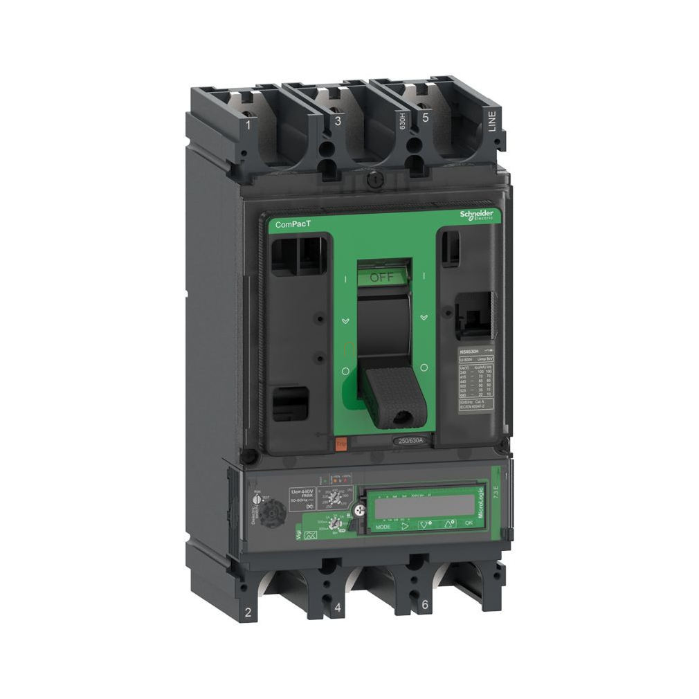 Compact NSX400 megszakító 3P 36kA Micrologic 7.3 Vigi kioldóegység 400A 3P3D C40F37E400 Schneider