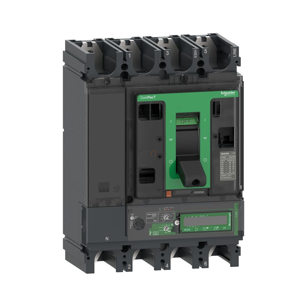 Compact NSX400 megszakító 4P 70kA Micrologic 7.3 Vigi kioldóegység 400A 4P4D C40H47E400 Schneider