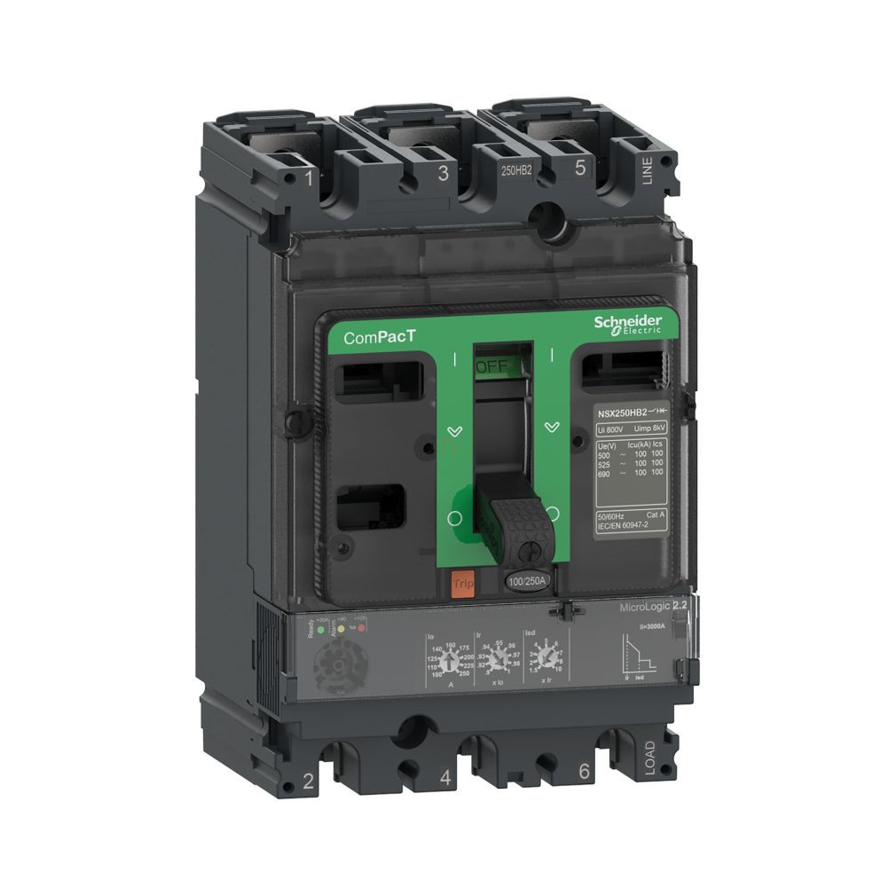 3P3DMicrologic r2.2 100A NSX100F komplett megszakító C10F32D100 Schneider