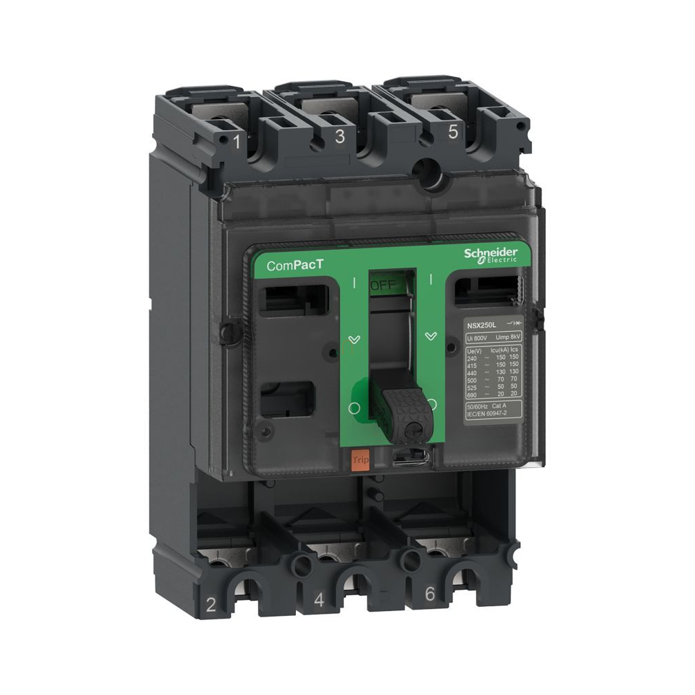 C16N3 Megszakító alapkeret, ComPacT NSX160N, 50 kA 415 VAC 50/60 Hz, 160 A, kioldóegység nélkül, 3P Schneider