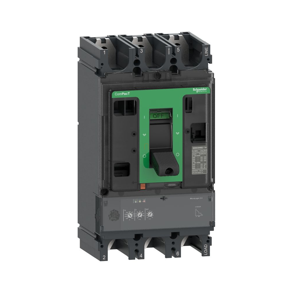 C63F32D630 3P3D Micrologic 2.3 630 A ComPacT NSX630F komplett megszakító Schneider