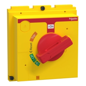 Schneider Electric ComPacT NSX (2021) - LV432599T -Közvetlen rotációs hajtás, NSX 400/630, piros kar sárga előlapon, IP40