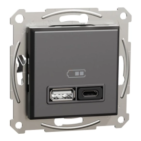   Schneider Electric Asfora - EPH2700471 - dupla USB gyorstöltő, A+C, 45W, antracit