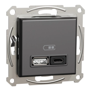 Schneider Electric Asfora - EPH2700471 - dupla USB gyorstöltő, A+C, 45W, antracit