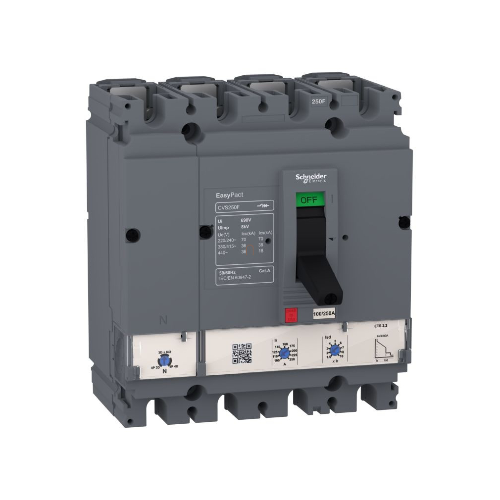 EasyPact CVS100F 36kA komplett megszakító 4P ETS2.2 100A kioldóval LV510583 Schneider