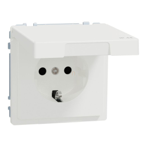   Schneider Electric Merten System Design - MTN2314-6037 - 2P+F csatlakozóaljzat biztonsági zsaluval, csapófedéllel, rugós, 16A, IP44, mattfehér