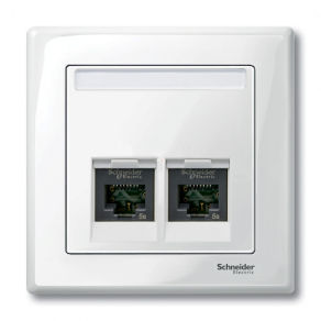   Schneider Merten System M fedlap, adatkommunikációs aljzat, RJ45, 2-es, infraplus feliratozható, polár fehér, fényes MTN469919