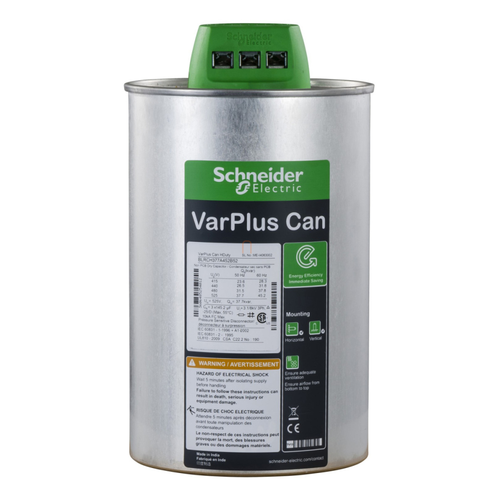 37.7 kvar VarPlus Can Serleg kondenzátor 525V BLRCH377A452B52 Schneider