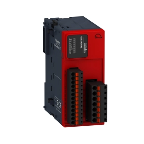Schneider Electric Modicon TM3 - TM3SAF5RG - bővítő modul, Cat4/PLe/SIL CL3 biztonsági vezérlő, vészleállító-vészkapcsoló, 24 VDC, rugós