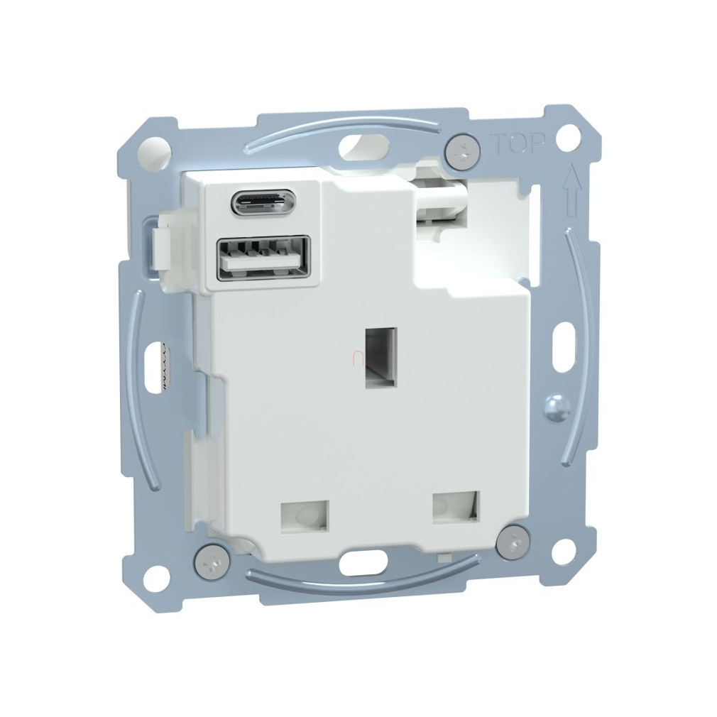 Merten Brit 2P+F aljzat, biztonsági zsaluval, A+C USB töltővel, kapcsolóval, csavaros, 13A / 3A MTN2125-0000 Schneider
