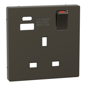   Schneider Electric Merten System Design - MTN2125-6052 - Fedlap, USB töltős, kapcsolható brit csatlakozóaljzathoz, mokka