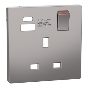   Schneider Electric Merten System Design - MTN2125-6050 - Fedlap, USB töltős, kapcsolható brit csatlakozóaljzathoz, nikkel