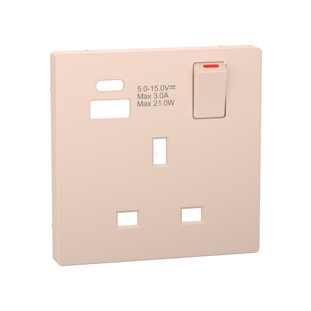 Merten Fedlap, USB töltős, kapcsolható brit csatlakozóaljzathoz, System-D, szahara MTN2125-6033 Schneider