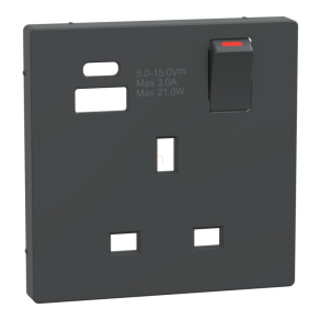   Schneider Electric Merten System Design - MTN2125-6034 - Fedlap, USB töltős, kapcsolható brit csatlakozóaljzathoz, antracit