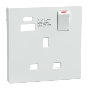   Schneider Electric Merten System Design - MTN2125-6035 - Fedlap, USB töltős, kapcsolható brit csatlakozóaljzathoz, lótuszfehér