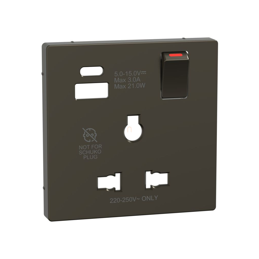 Merten Fedlap, USB töltős, kapcsolható multistandard csatlakozóaljzathoz, System-D, mokka MTN2175-6052 Schneider