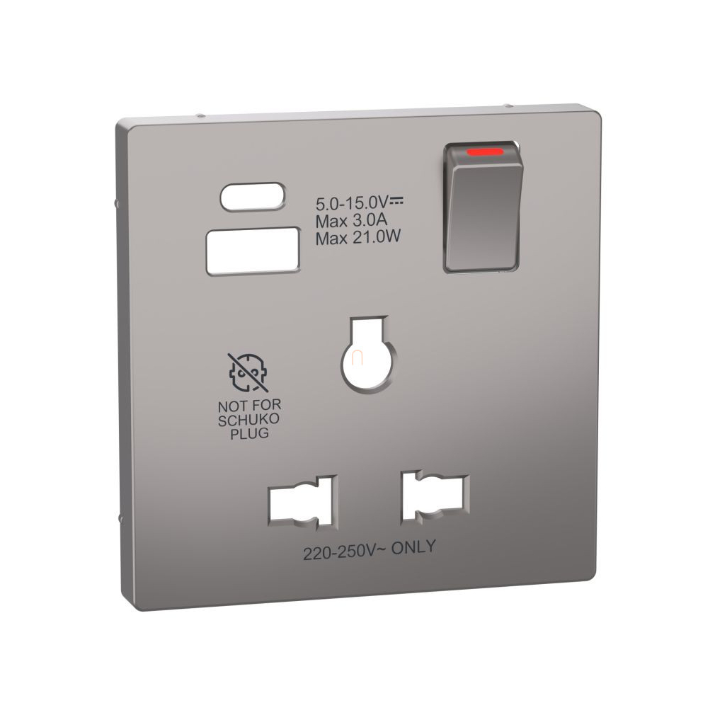Merten Fedlap, USB töltős, kapcsolható multistandard csatlakozóaljzathoz, System-D, nikkel MTN2175-6050 Schneider