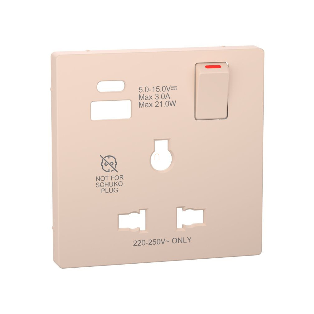 Merten Fedlap, USB töltős, kapcsolható multistandard csatlakozóaljzathoz, System-D, szahara MTN2175-6033 Schneider