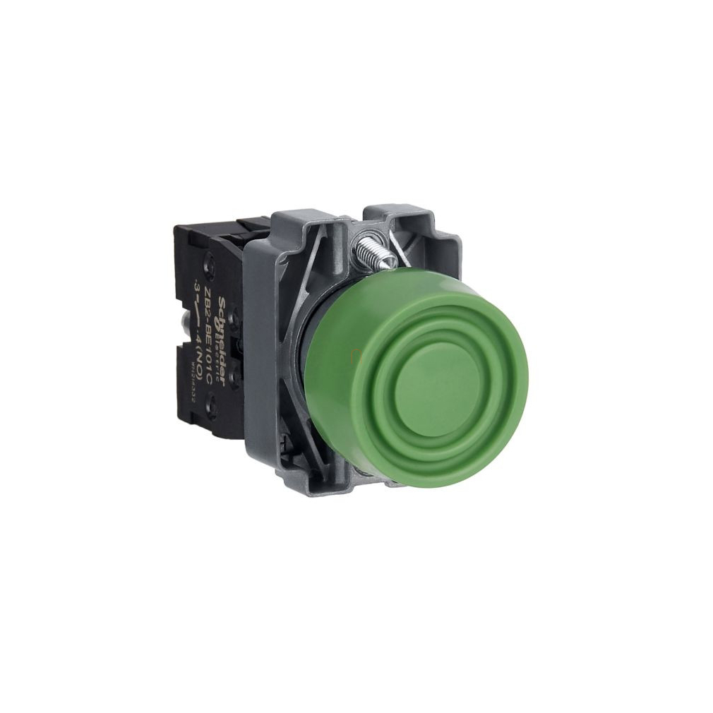 Easy Harmony XB2, Nyomógomb, védősapkás, zöld, 1 NO, fém, panelbe süllyesztett, 22mm, visszatérő XB2BP31C Schneider